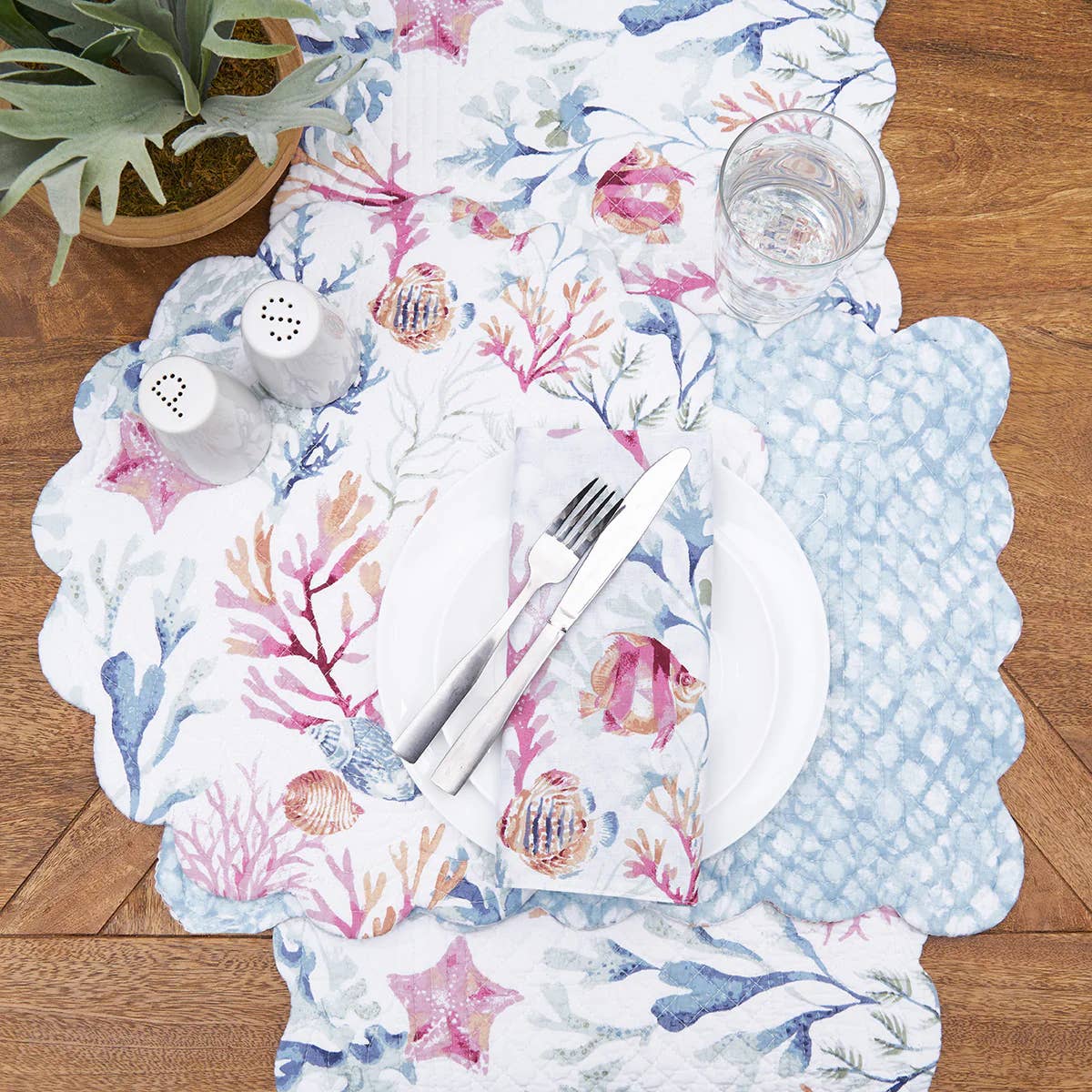 Coastal Nori Coral Table Linens