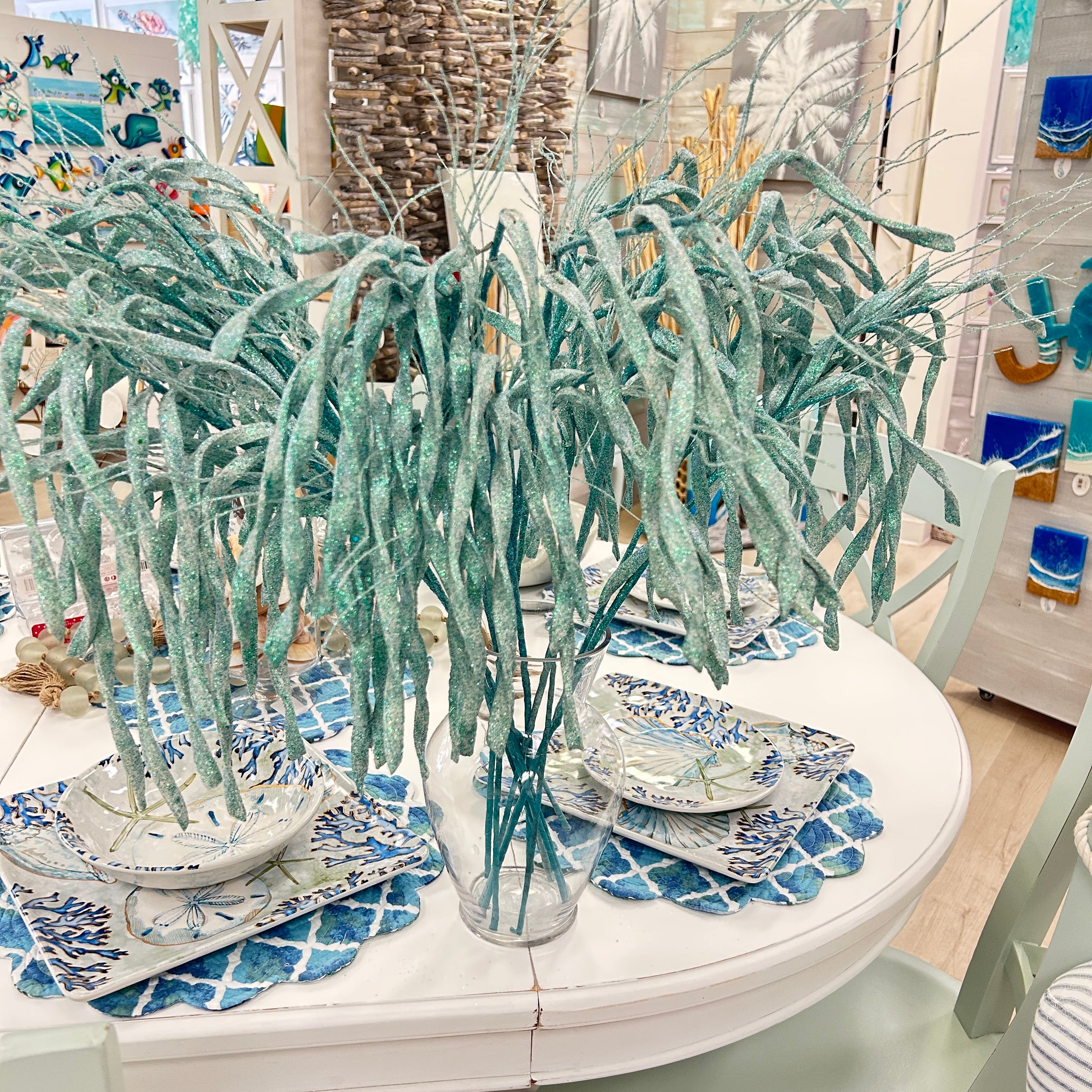 Sea Grass Teal Sprigs Decoration