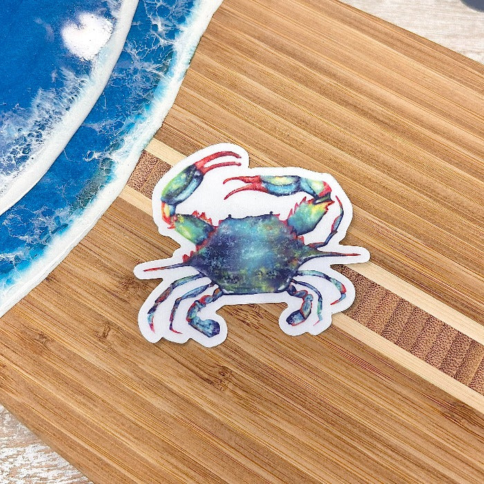 Blue Crab Weatherproof Sticker - Sunshine & Sweet Pea's Coastal Decor