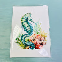 Assorted 5x7 Original Art Print Greeting Cards- Sea Horses