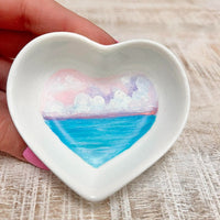 Pink Sunset w/Ocean Small Heart Ring Dishes - Sunshine & Sweet Pea's Coastal Decor