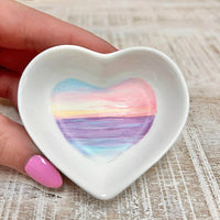 Pink & Purple Sunrise Small Heart Ring Dishes - Sunshine & Sweet Pea's Coastal Decor