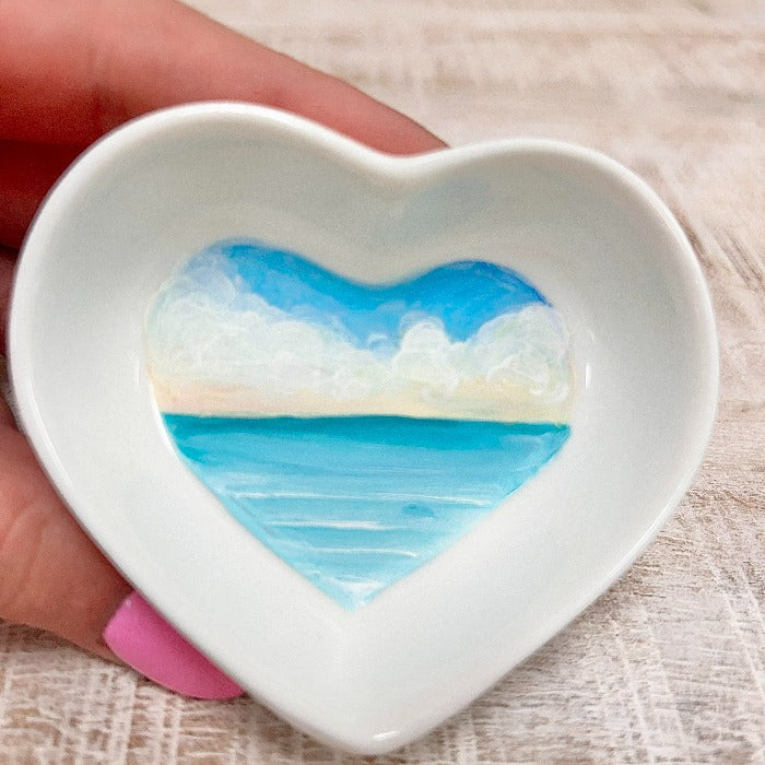 Beach Scene Small Heart Ring Dishes - Sunshine & Sweet Pea's Coastal Decor