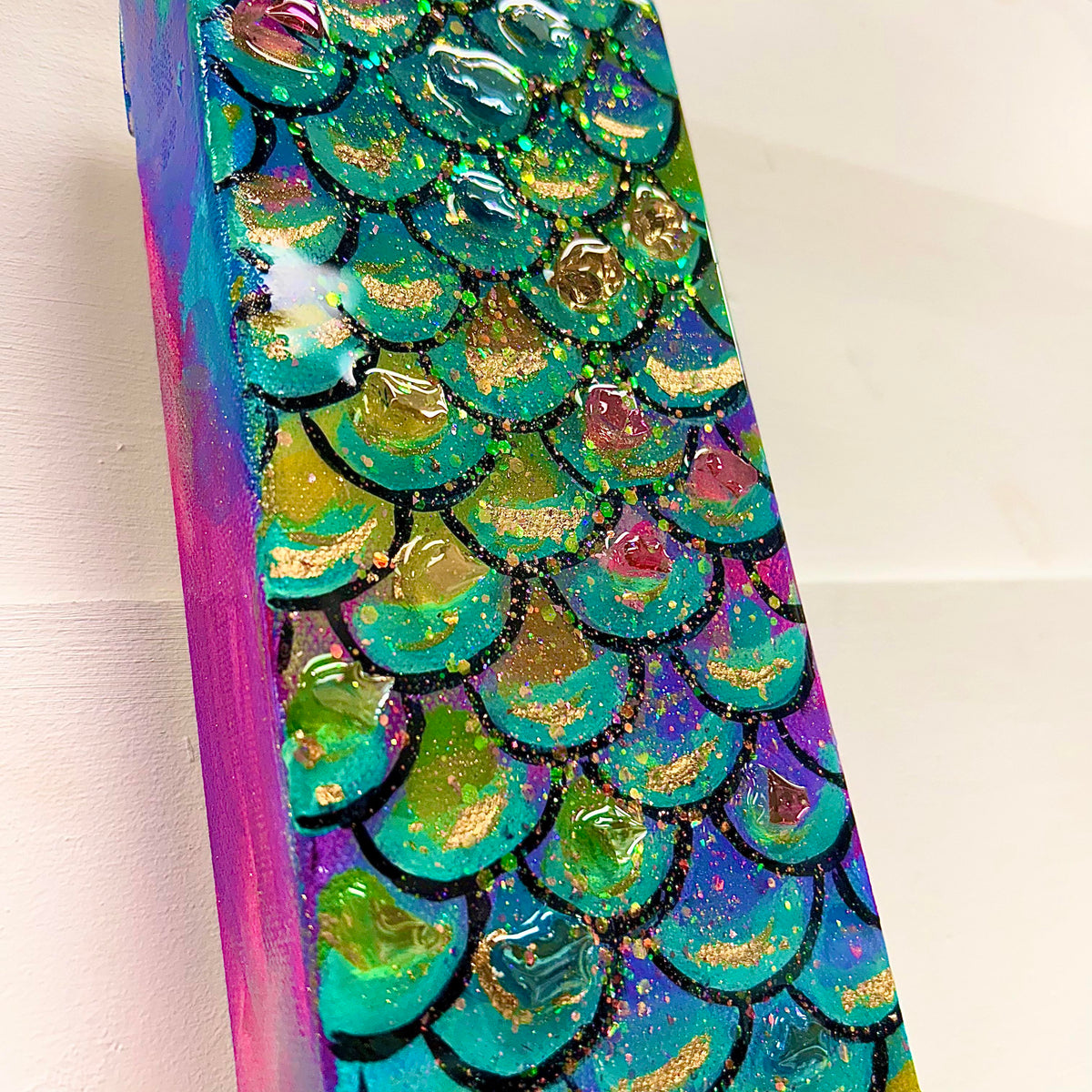 Mermaid Scales Painting w/Glass Embellishments