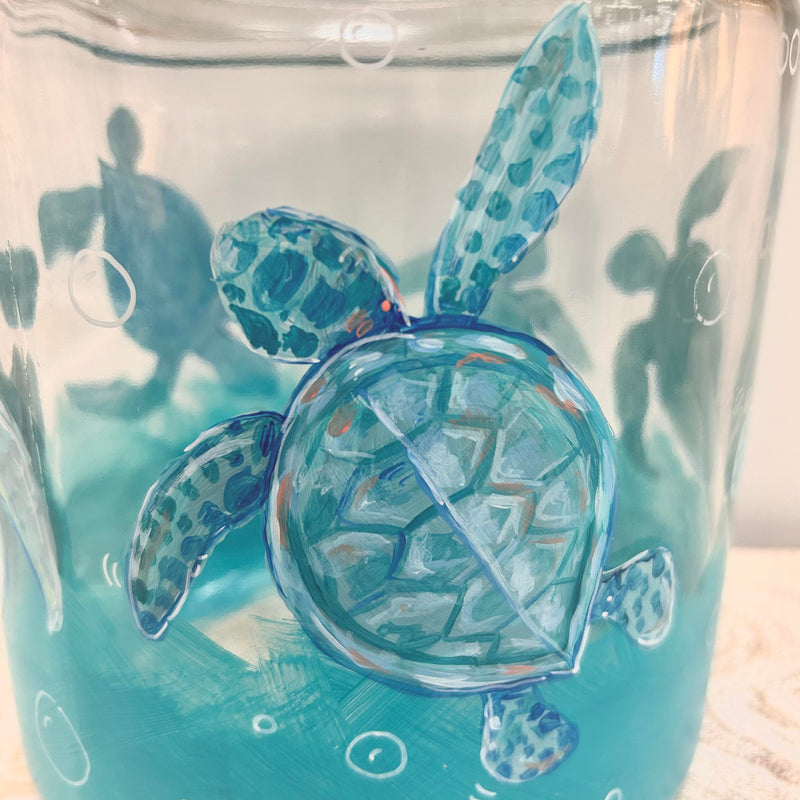 Sea Turtle Glass Cookie Jar