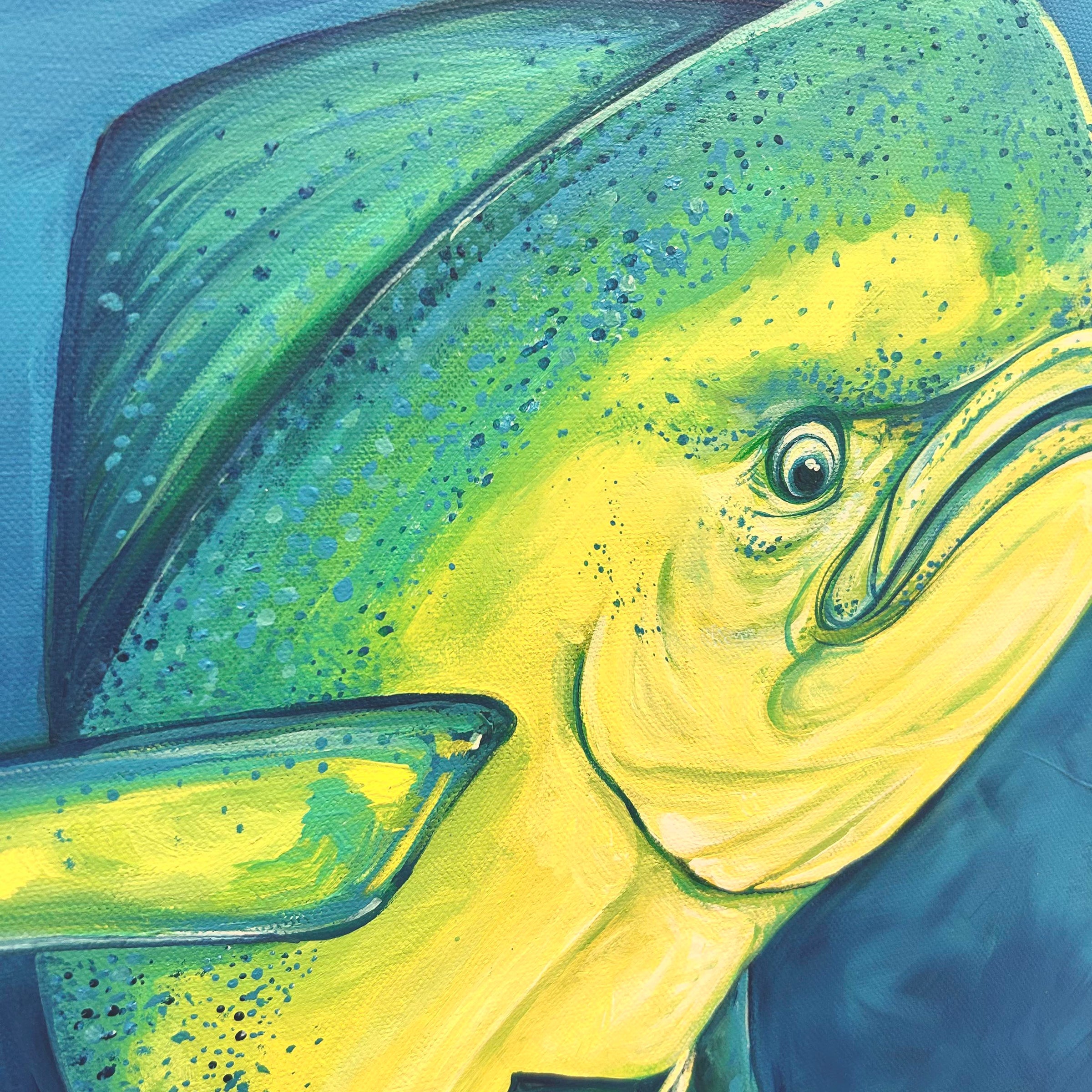 Framed Mahi Mahi Original Painting