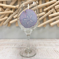 Purple Sand Dollar Coastal Inspired Stemmed Wine Glass - Sunshine & Sweet Pea's Coastal Decor
