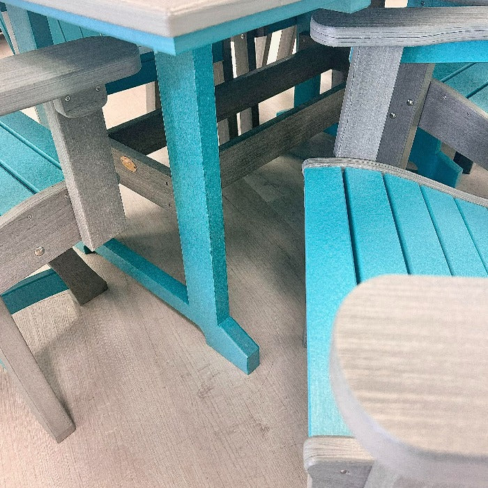 Aruba Blue on Driftwood Gray Poly Outdoor Furniture Great Bay Table & Chairs Set - Sunshine & Sweet Pea's Coastal Decor
