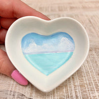 Teal Beach Scene Small Heart Ring Dishes - Sunshine & Sweet Pea's Coastal Decor