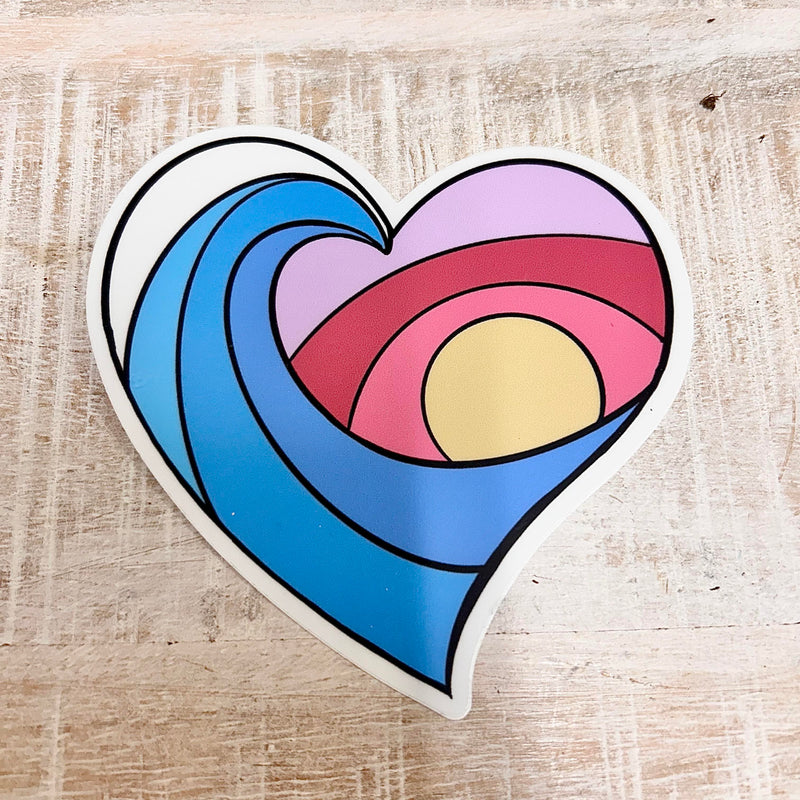 Heart & Wave Weatherproof Sticker