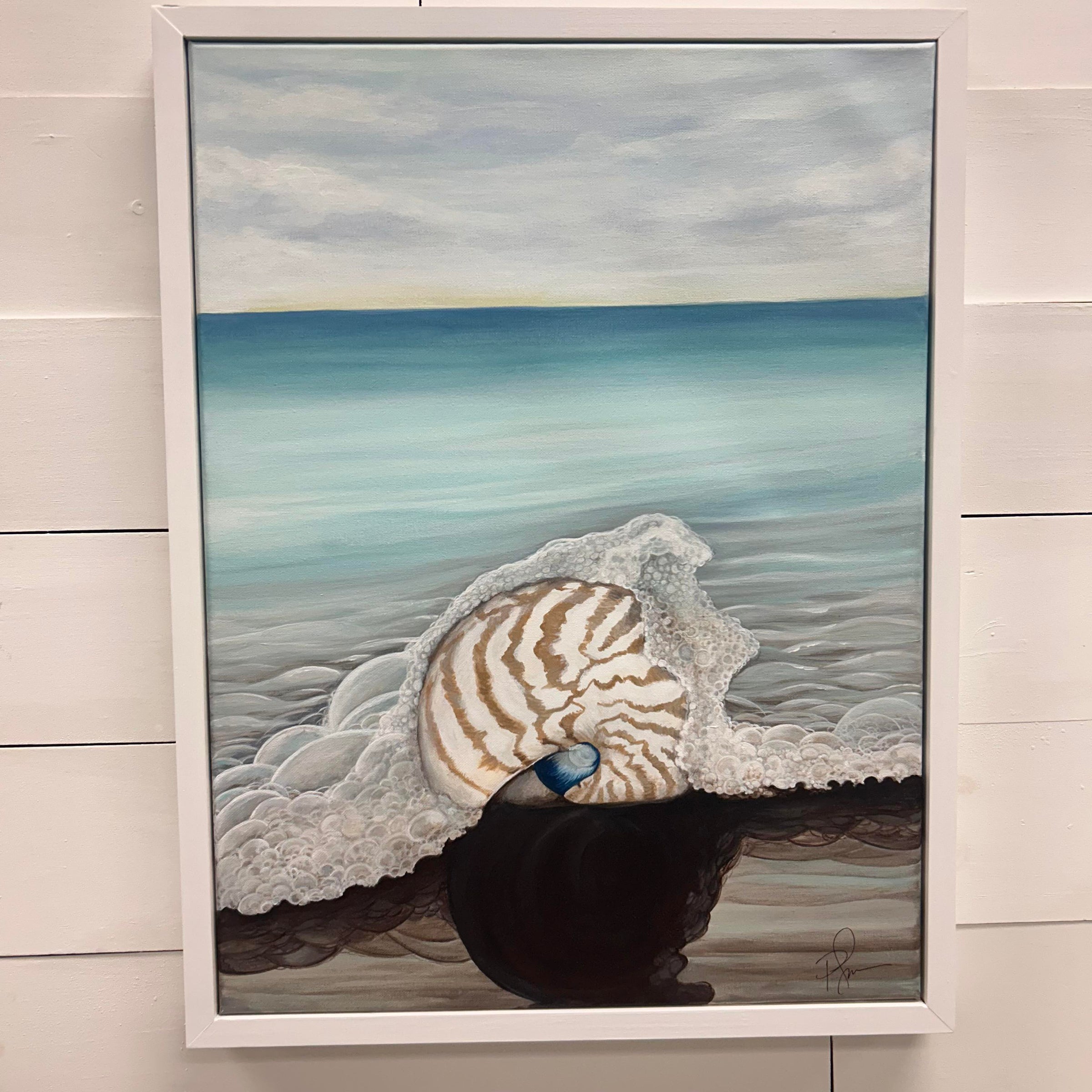 Original Nautilus Shell Painting on Canvas