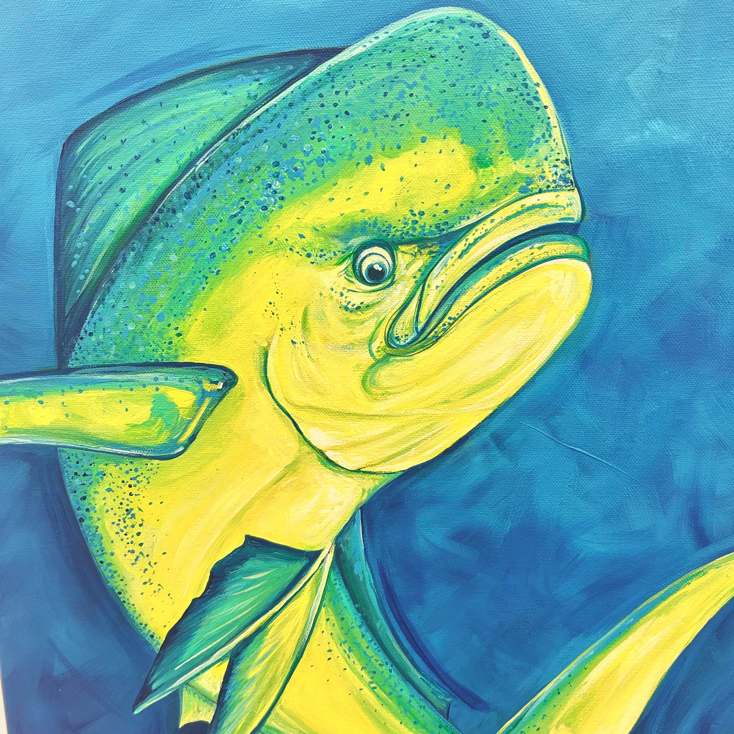 Framed Mahi Mahi Original Painting
