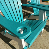Aruba Blue On White Poly Outdoor Furniture Folding Adirondack Chairs