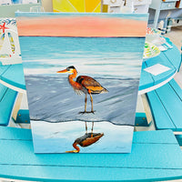 Heron and its Reflection on the Shore Original Painting