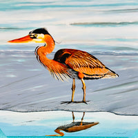 Heron and its Reflection on the Shore Original Painting