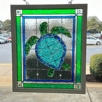 Assorted Sea Turtle Painted Window w/Sea Glass