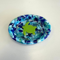 Handmade Glass Soap Dish Sunshine & Sweet Peas Coastal Decor