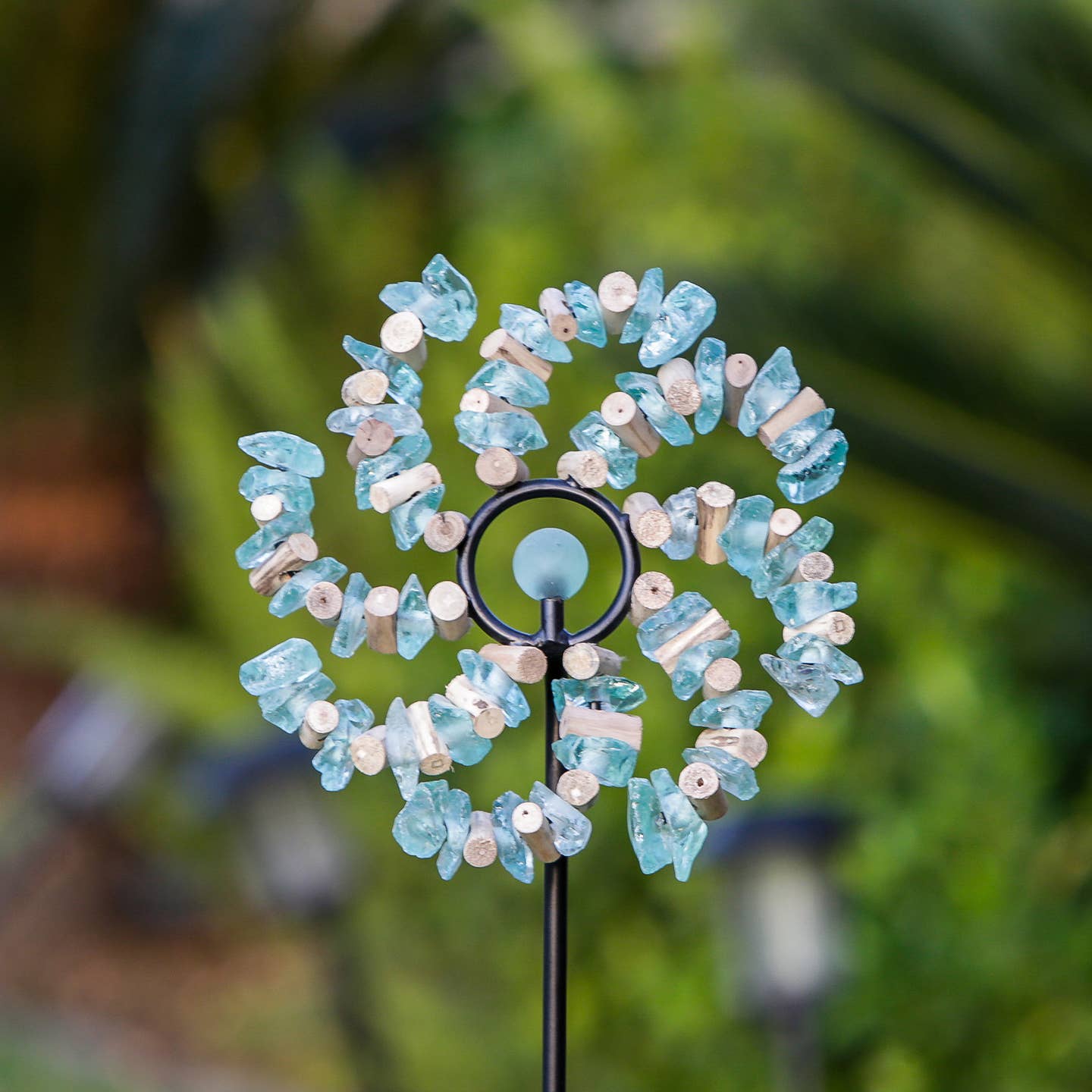 Assorted Glass, Driftwood, & Stone Garden Stakes