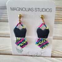 2 Piece Bathing Suit Dangle Polymer Clay Earrings Sunshine & Sweet Peas Coastal Decor