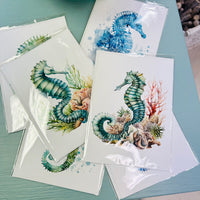 Assorted 5x7 Original Art Print Greeting Cards- Sea Horses