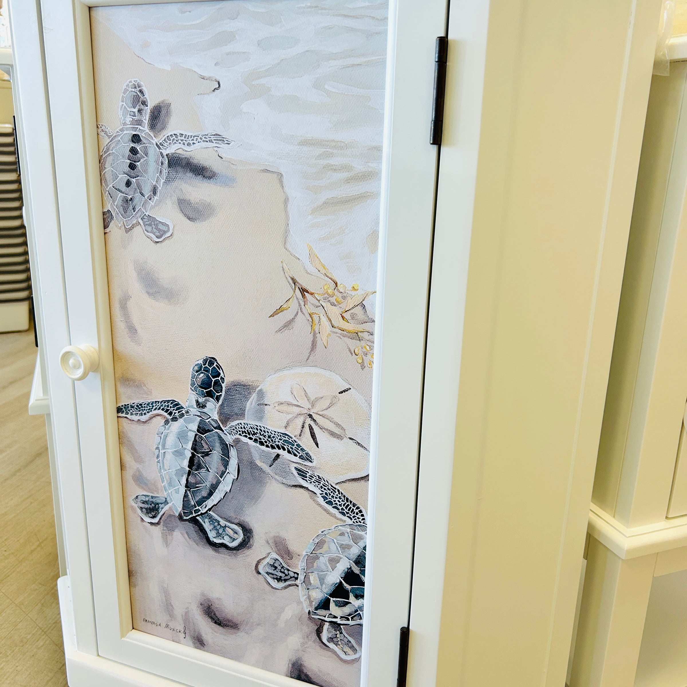 Coastal Accent Corner Cabinet w/ Anastasia Musick Artwork