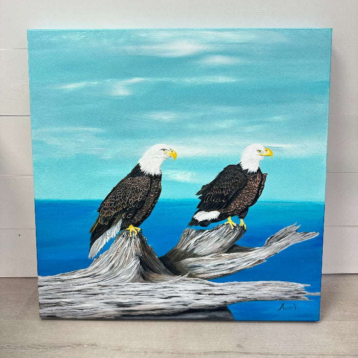 Eagle Pair at the Shore Original Painting