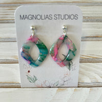 "Mermaid Scale" Polymer Clay and Resin Earrings Sunshine & Sweet Peas Coastal Decor
