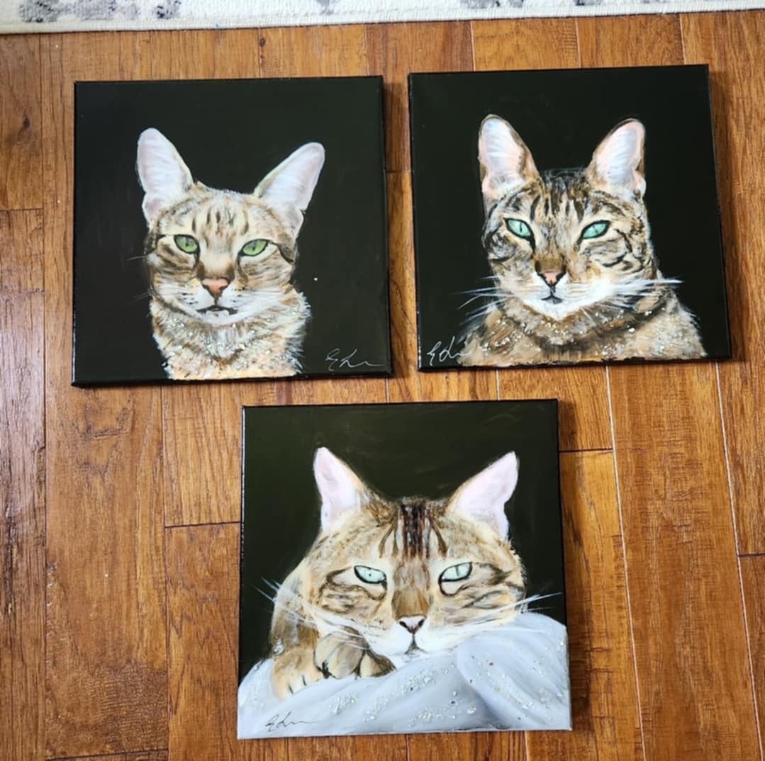 Custom Pet Portraits on Canvas w/Optional Embellishments Commission