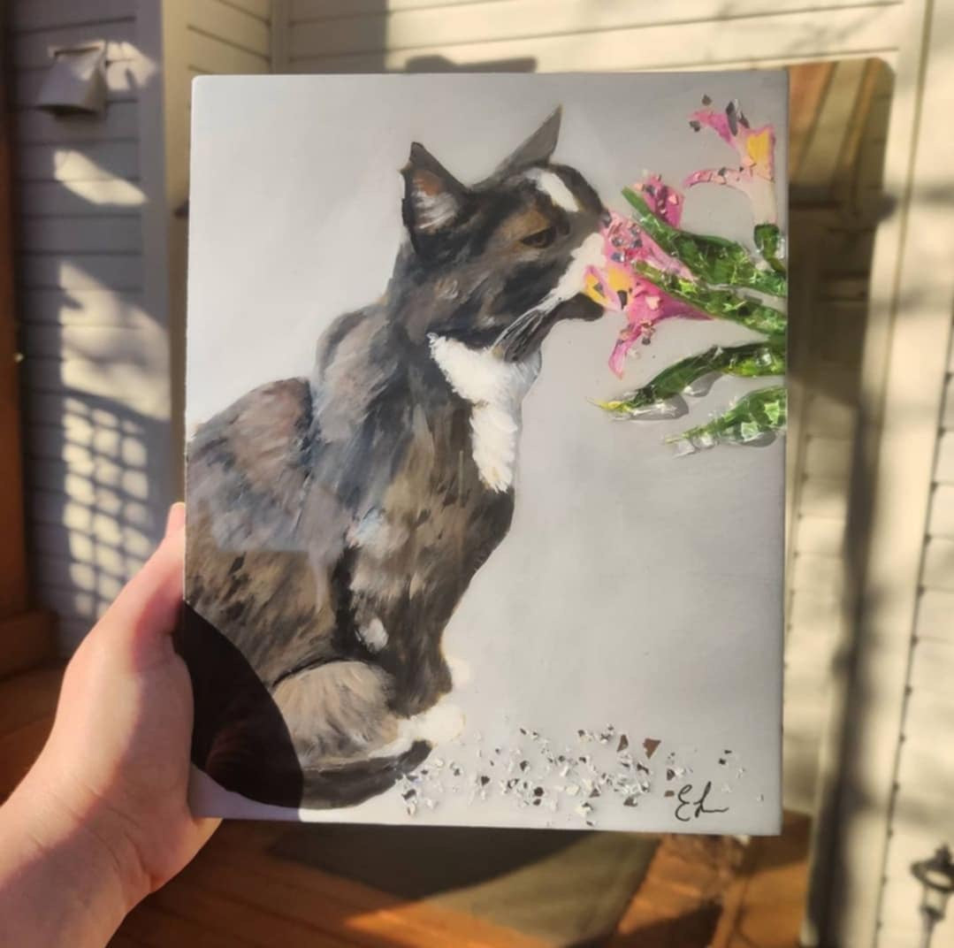 Custom Pet Portraits on Canvas w/Optional Embellishments Commission