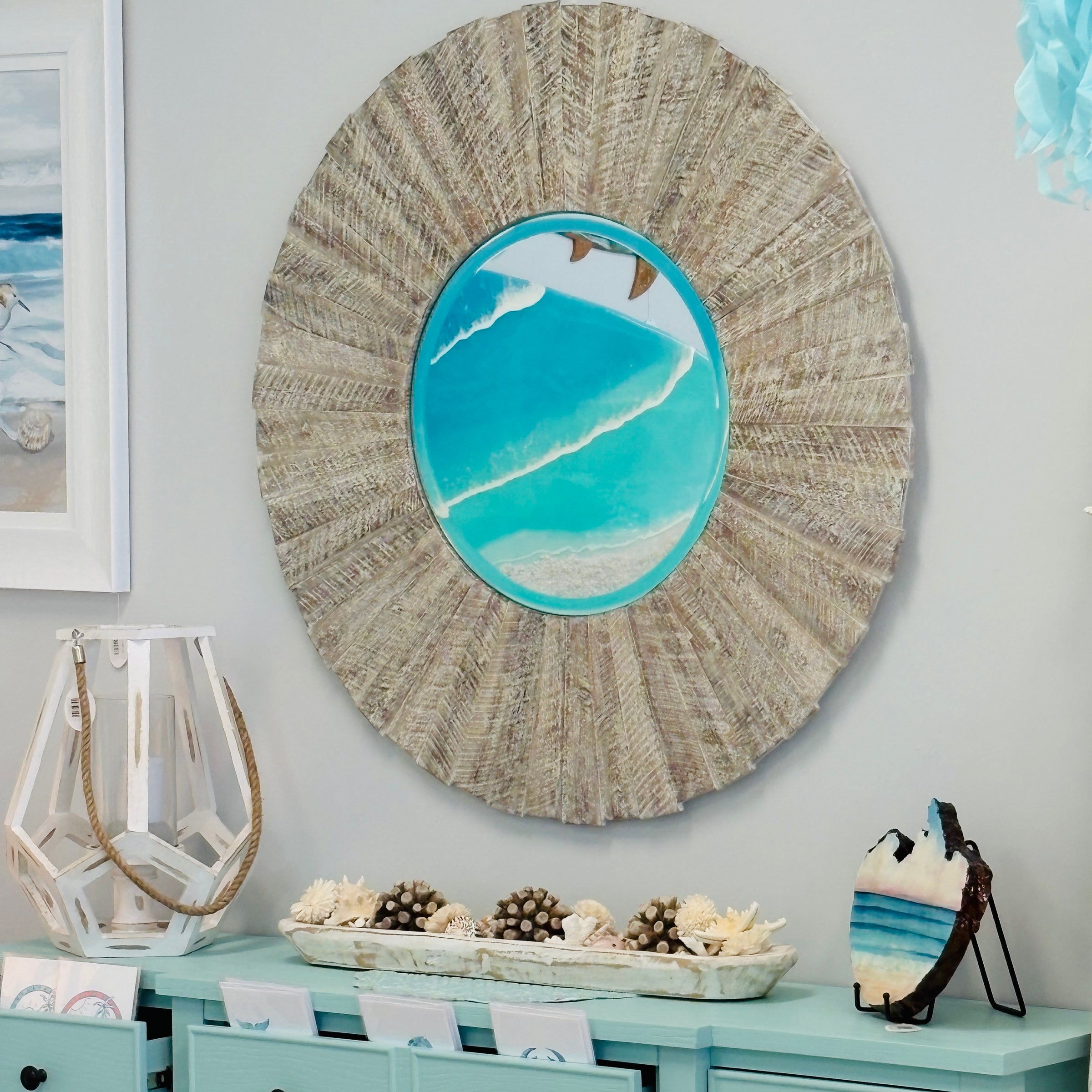 Round Plank Framed Mirror