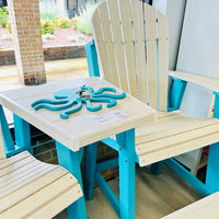Seashell & Aruba Blue Poly Outdoor Furniture Pub Set Sunshine & Sweet Peas Coastal Decor