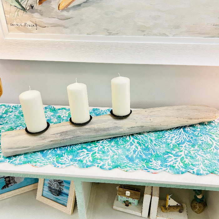 Large Driftwood Centerpiece w/ 3 Pillar Candles