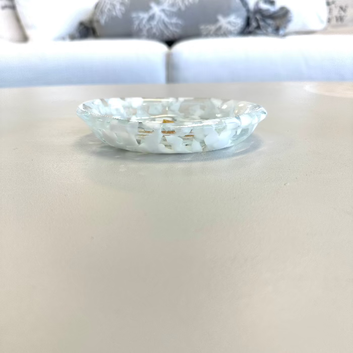 Handmade Glass Soap Dish Sunshine & Sweet Peas Coastal Decor