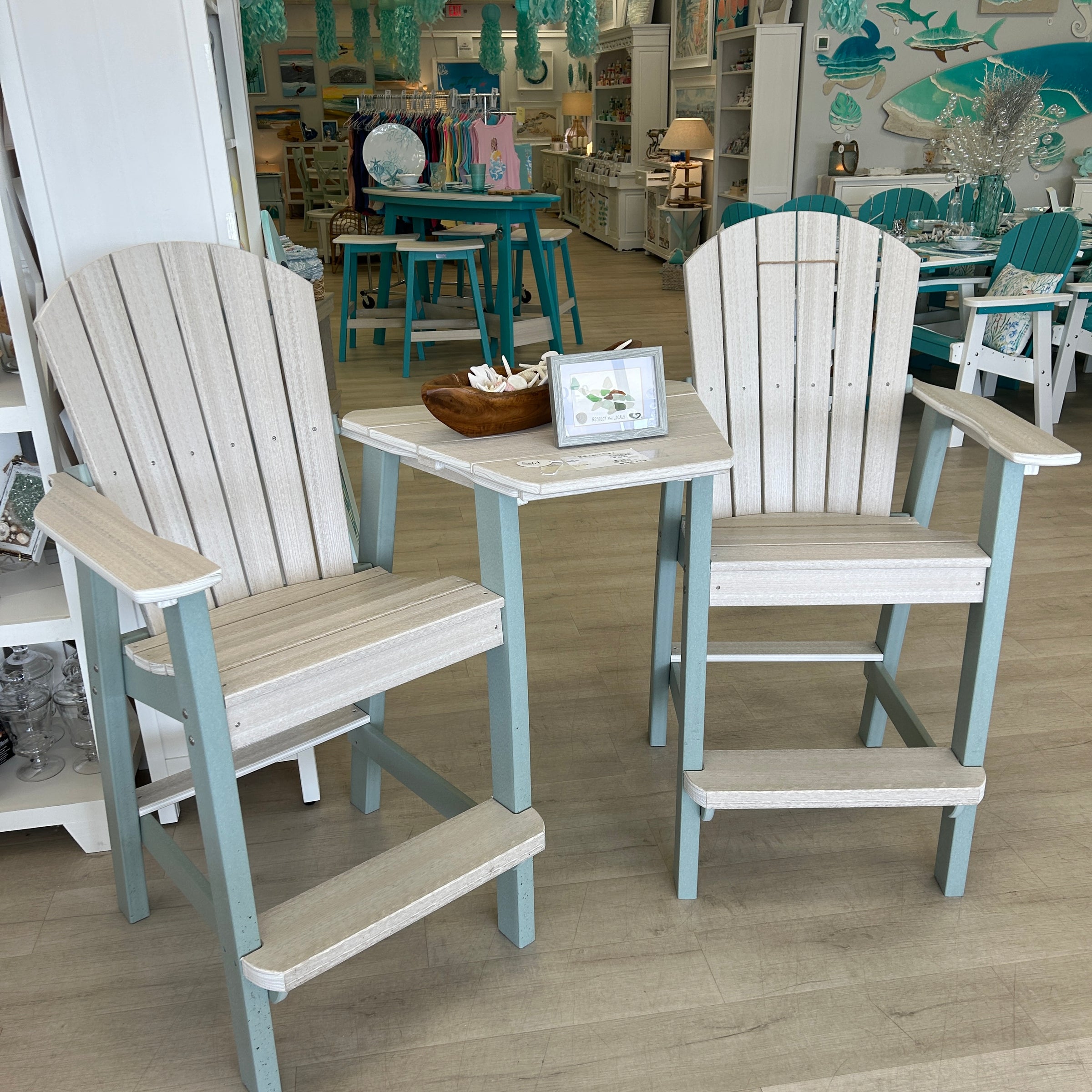 Seashell On Sage Poly Outdoor Furniture Balcony Set