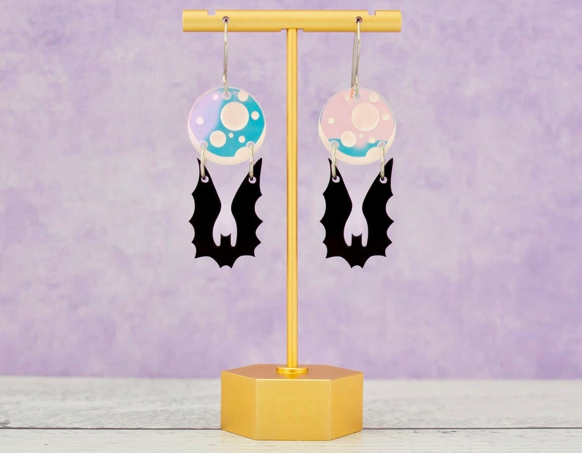 Bat Holographic Halloween Earrings