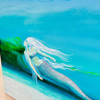 Original Mermaid Painting at the Sea Floor