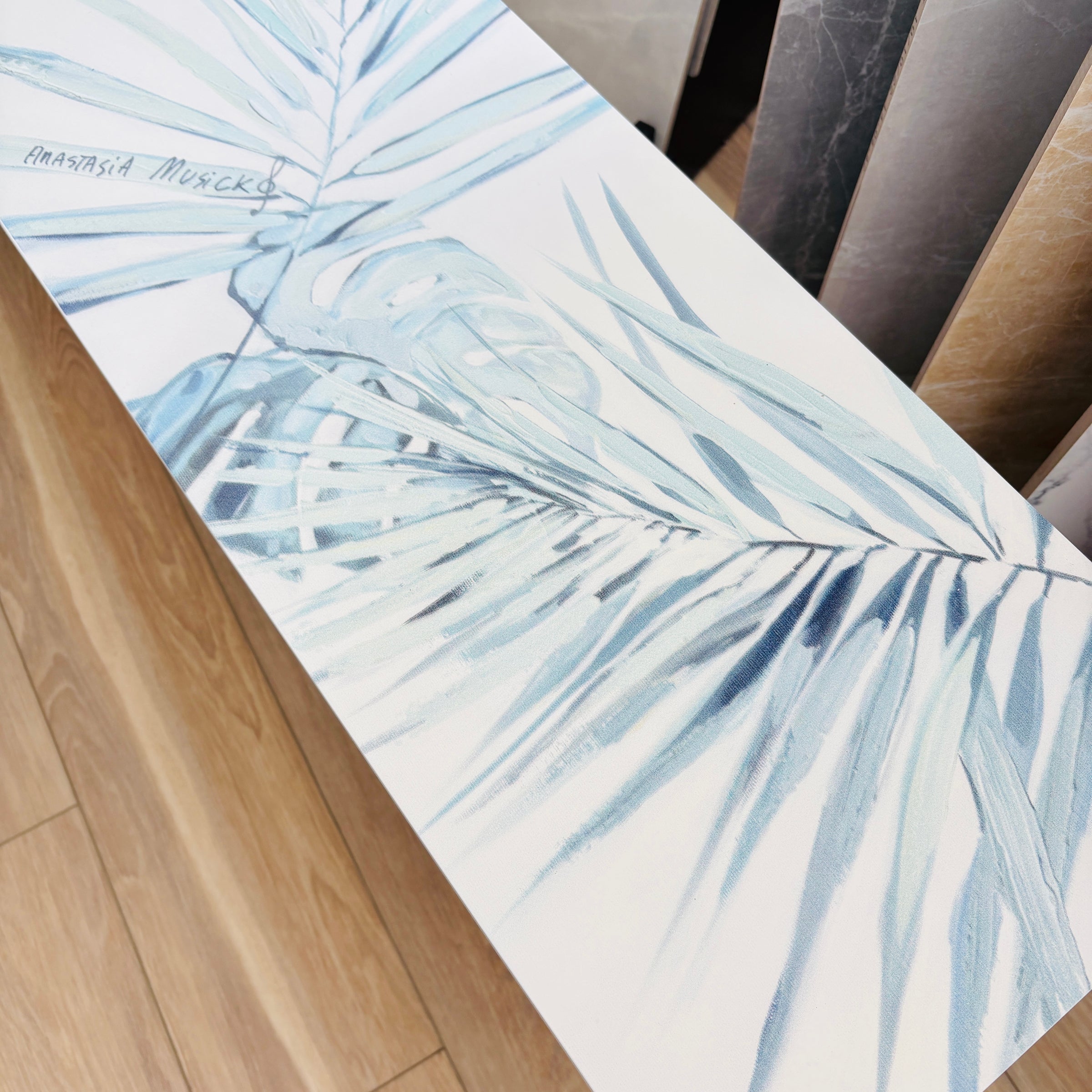 Long Bench w/ 3 Removable Baskets w/ Anastasia Musick Artwork