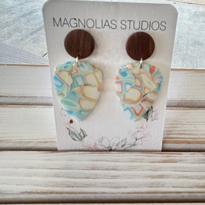 Assorted Dangle Polymer Clay Earrings Sunshine & Sweet Peas Coastal Decor