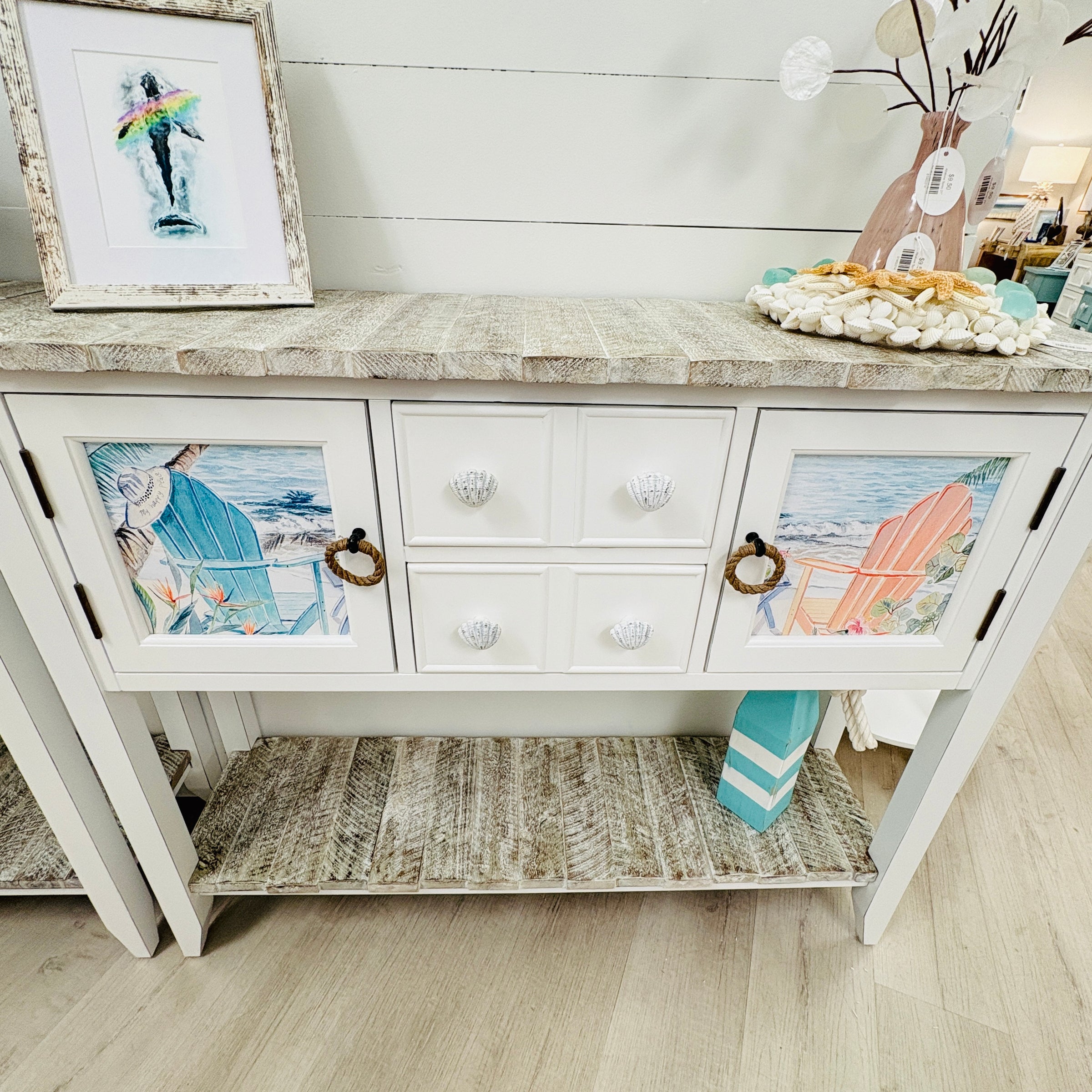Coastal Entry Table/Cabinet w/Anastasia Musick Art