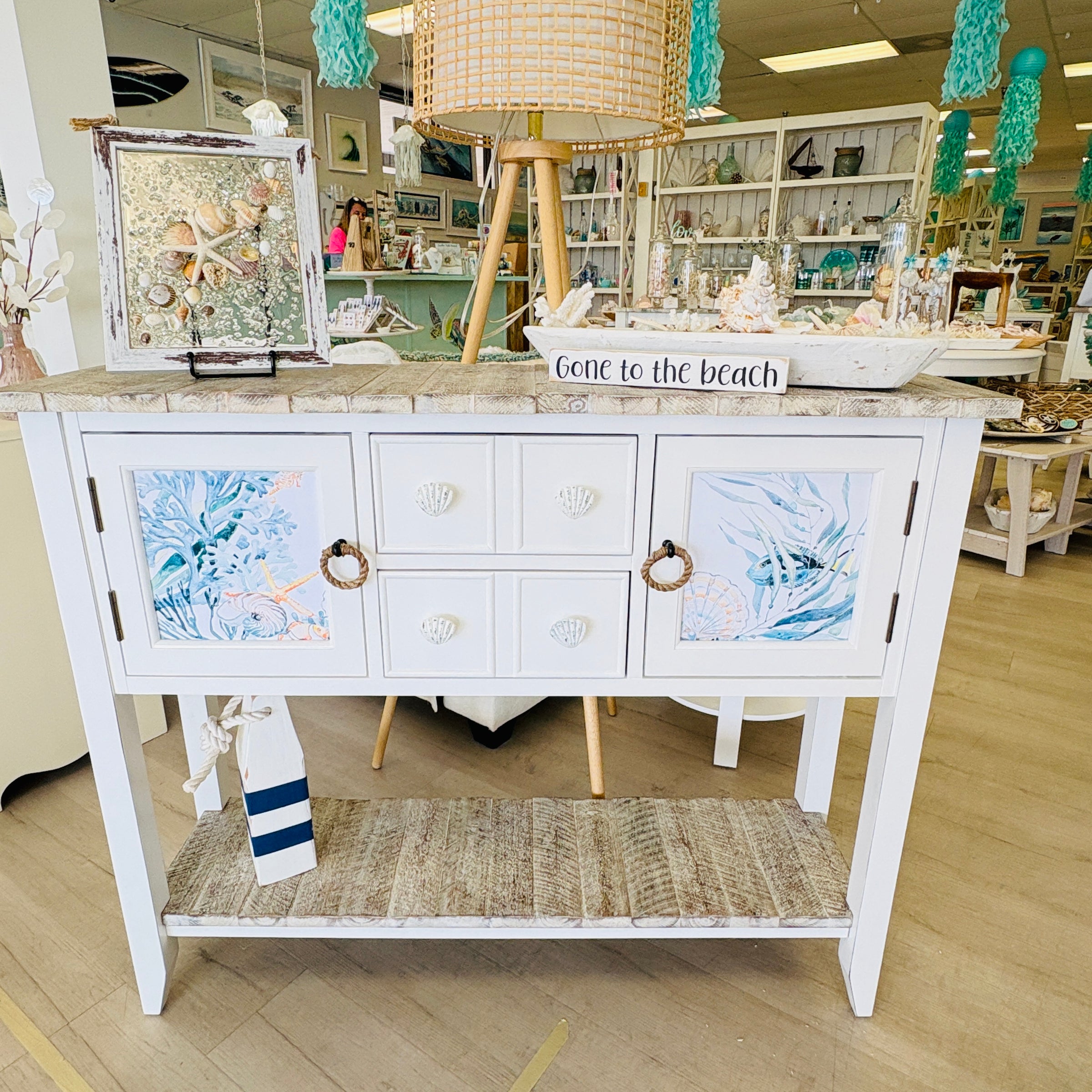 Coastal Entry Table/Cabinet w/Anastasia Musick Art