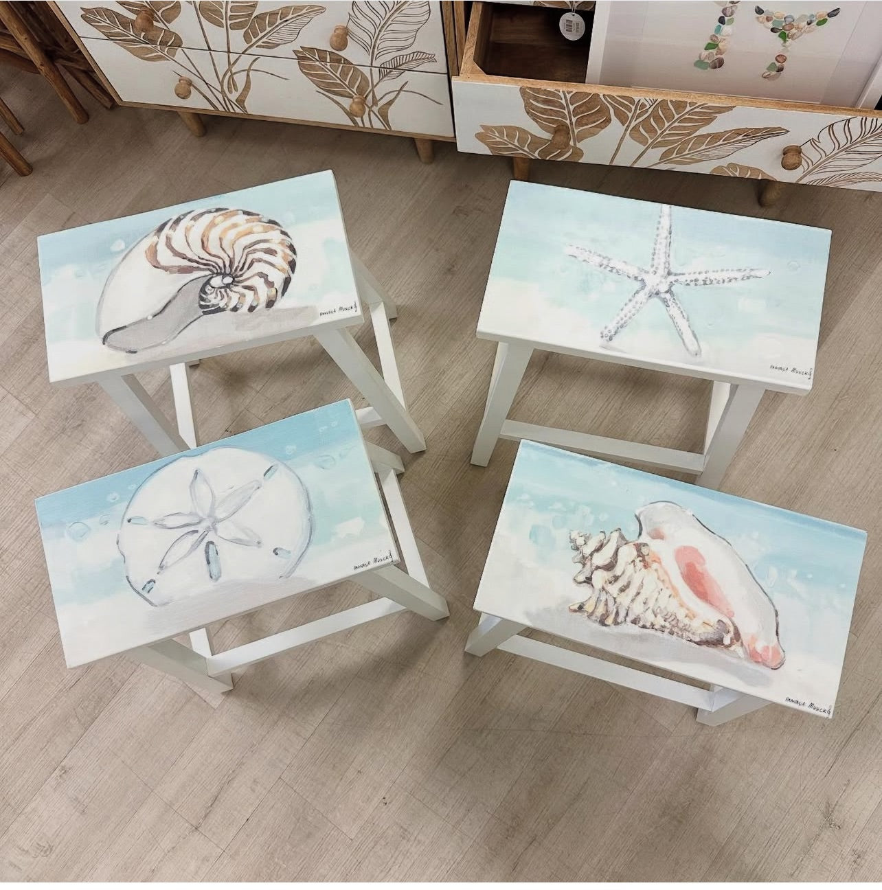 Coastal 24" Counter Stools w/ Anastasia Musick Artwork