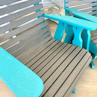 Driftwood Gray on Aruba Blue Poly Outdoor Furniture Rollback Swivel Gliders - Sunshine & Sweet Pea's Coastal Decor