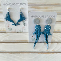 Assorted Polymer Clay Whale Shark & Humpback Earrings