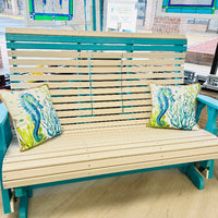 Poly Outdoor Furniture Roll Back Console Glider Sunshine & Sweet Peas Coastal Decor