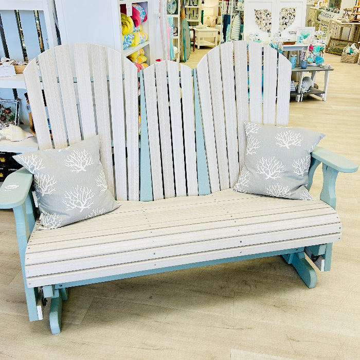 Poly Outdoor Furniture Fan Back Console Glider Sunshine & Sweet Peas Coastal Decor