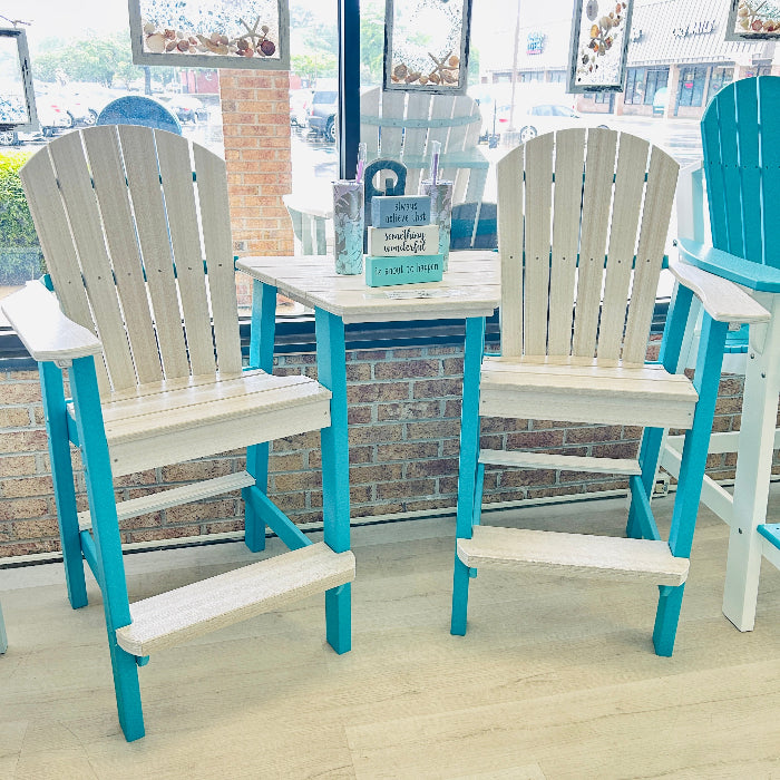 Seashell on Aruba Blue Poly Outdoor Furniture Balcony Set Sunshine & Sweet Peas Coastal Decor