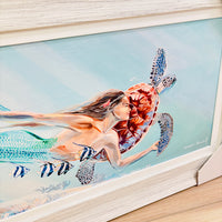 Mermaid & Sea Turtle Framed Print