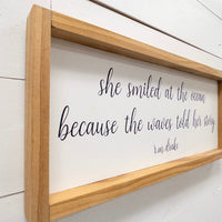 "She Smiled At The Ocean" Wooden Sign - Sunshine & Sweet Pea's Coastal Decor