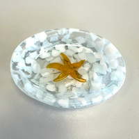 Handmade Glass Soap Dish Sunshine & Sweet Peas Coastal Decor