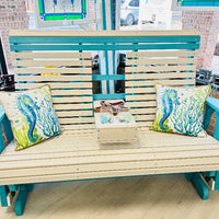 Poly Outdoor Furniture Roll Back Console Glider Sunshine & Sweet Peas Coastal Decor